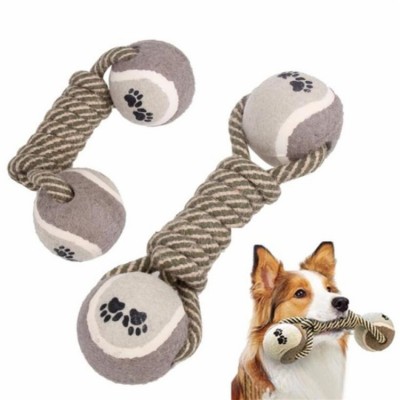 Funny Pet Puppy Dog Chew Training Toys Dumbbell Tennis Rope Toy for Dog